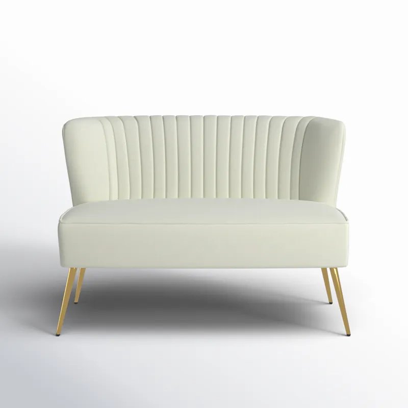 47" White Velvet Loveseat Rental