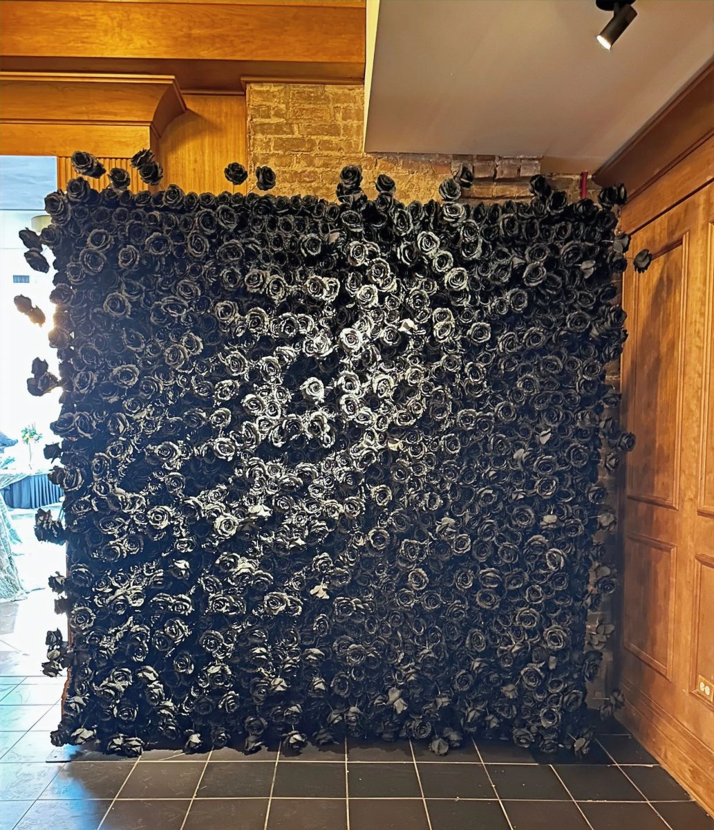 8' x 8' Black Rose Flower Wall Backdrop
