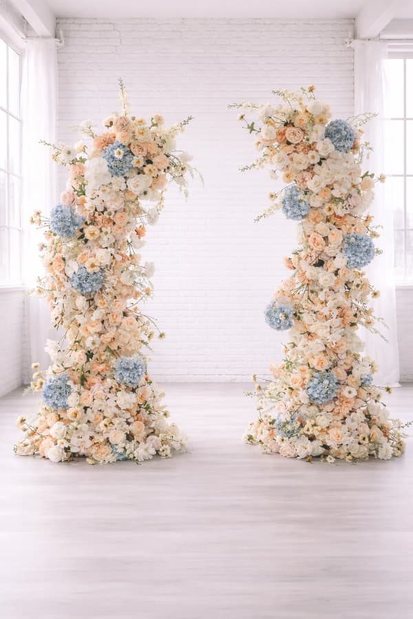 blush-peach-ivory-dusty-blue-garden-floral-wedding-arch-pillar-set-renta-chicago