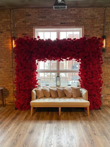 Luxury Red Rose Floral Wedding Arch Backdrop Rental
