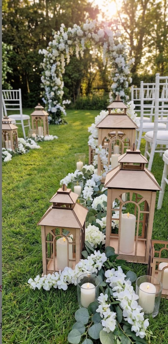 Rustic Wooden Wedding Lantern Aisle Rental