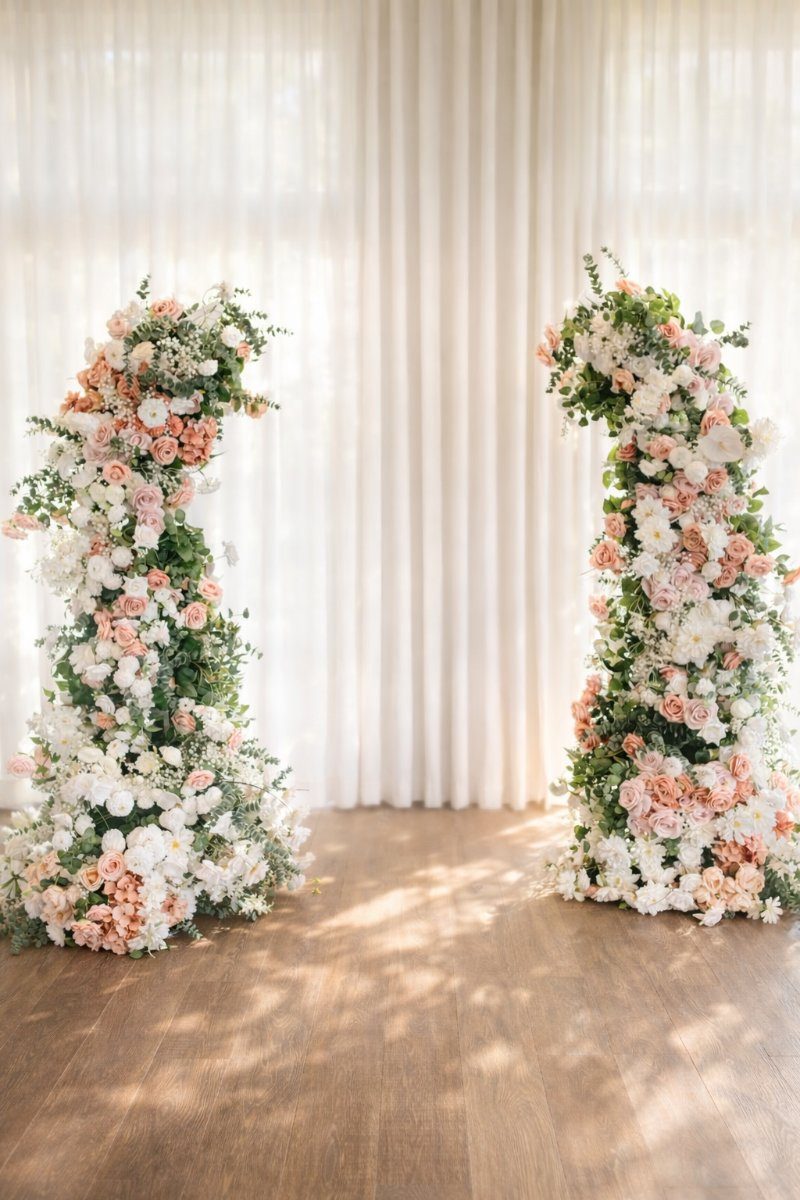 Floral wedding arch pillar set rental Chicago