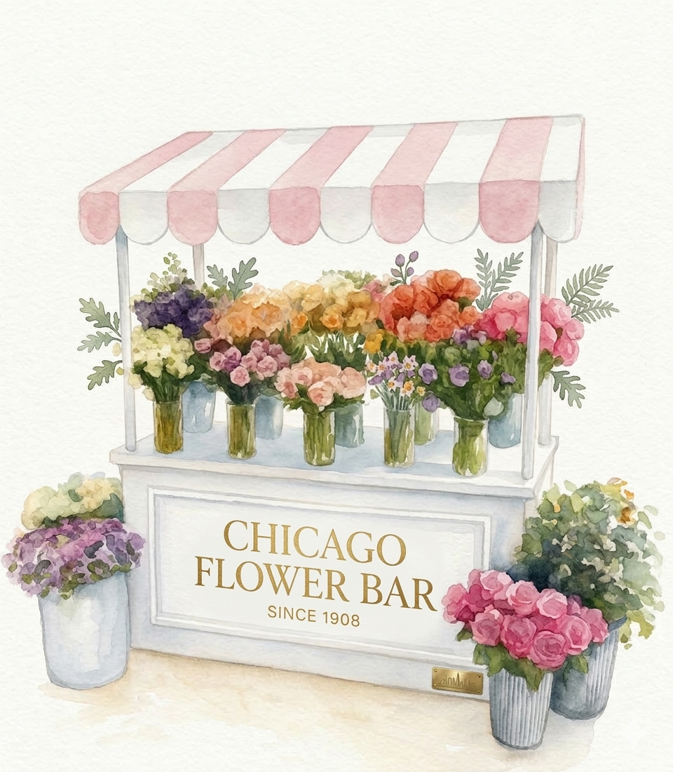 Bloom bar flower cart rental for baby showers Chicago
