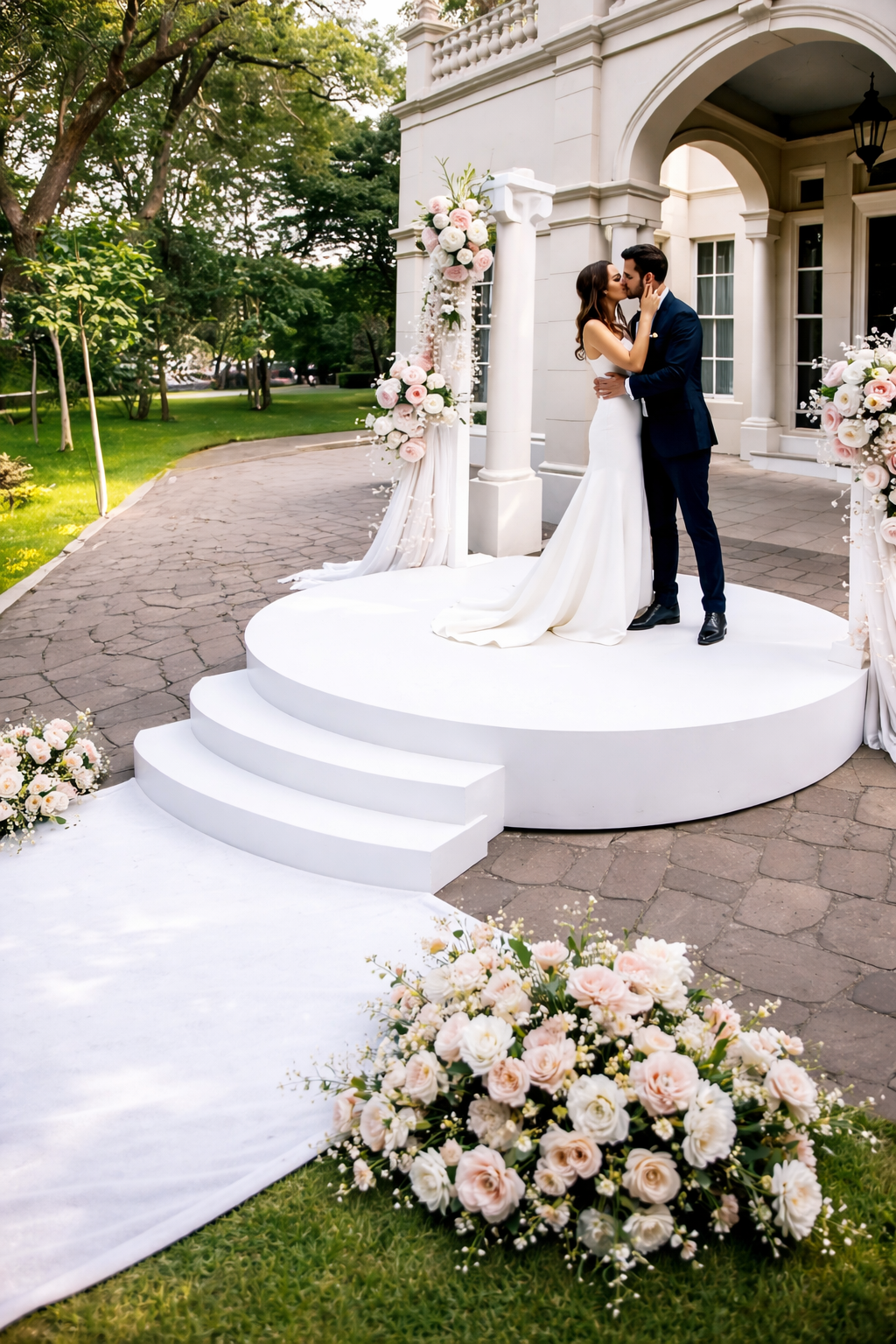 Luxury White Round Wedding Ceremony Stage Chicago