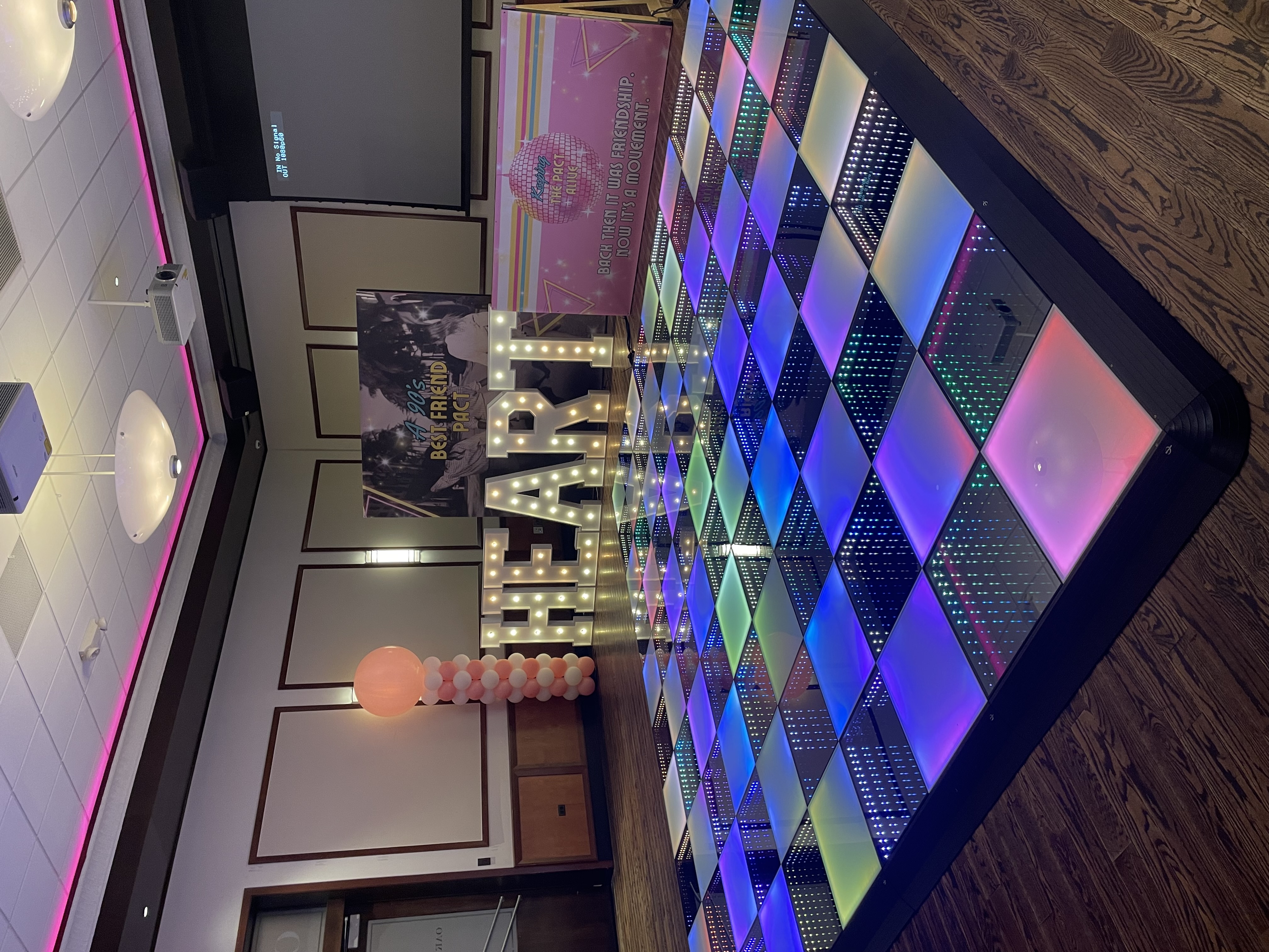 LED dance floor rental Chicago with marquee letters