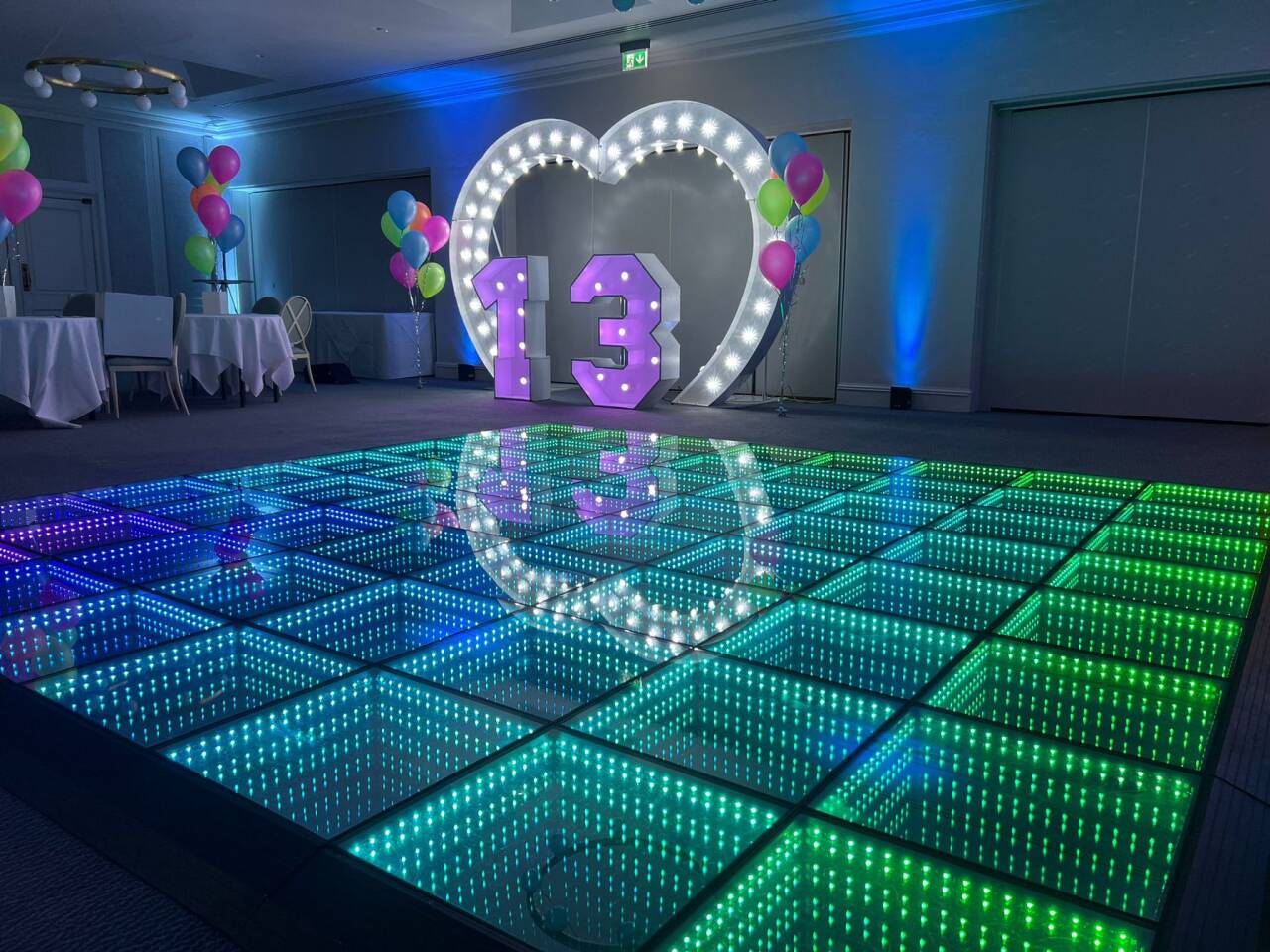 LED light-up dance floor rental Chicago homecoming HOCO after-party