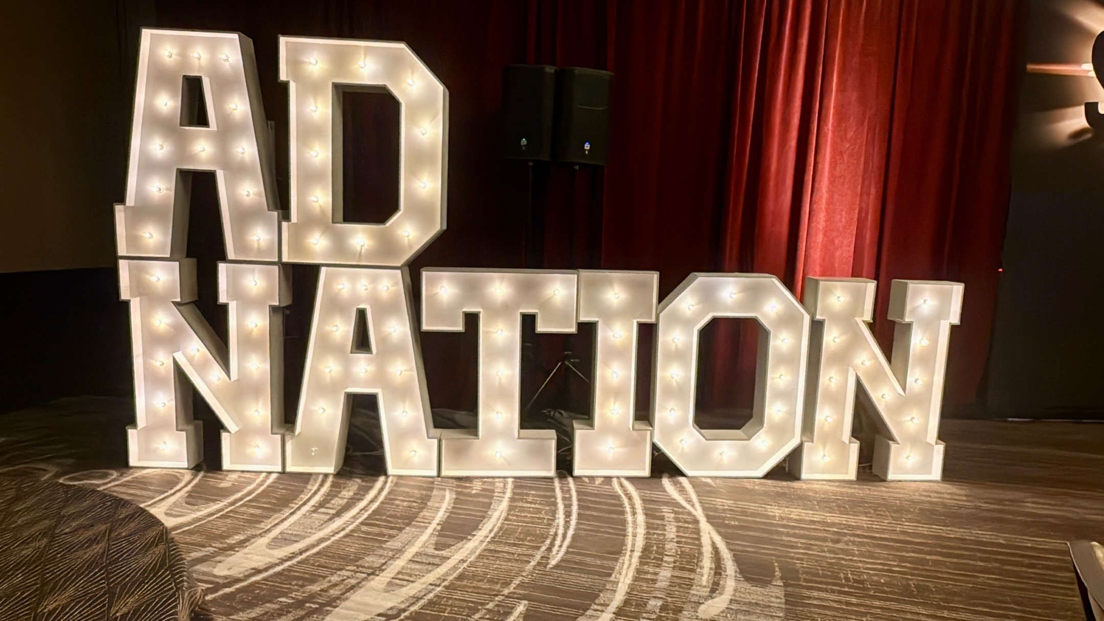 Large marquee letters at a Schaumburg event with couple