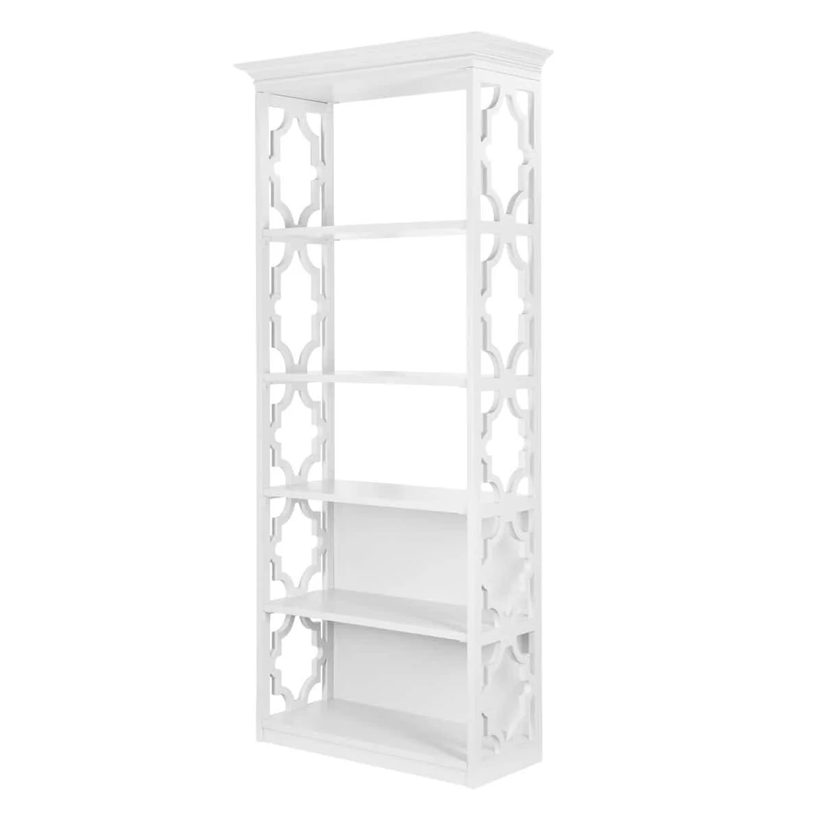 White back bar shelf rental Chicago — moroccan lattice shelving unit for wedding and event bar
