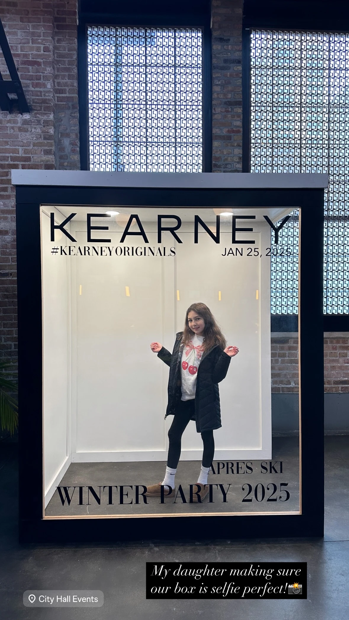 Magazine photo booth rental in Chicago — custom Kearney magazine cover photo booth at City Hall Events for an après ski winter party